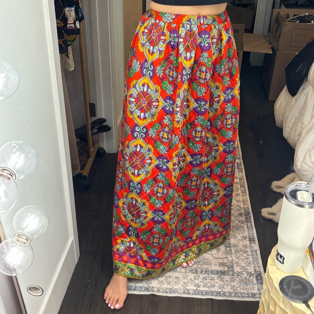 Vintage Red Multicolor Maxi Skirt